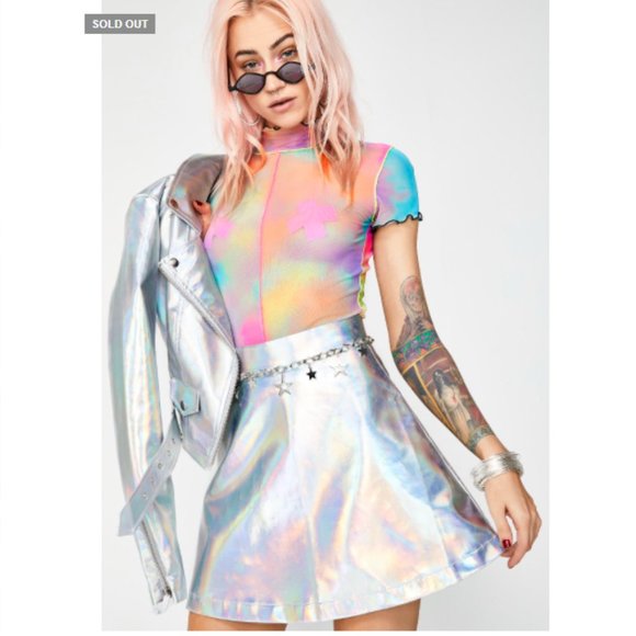 Dolls Kill Dresses & Skirts - Current Mood Lil' Spacey holographic skirt